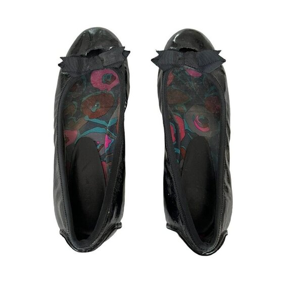 Marc By Marc Jacobs Black Patent Leather Ballet Flats w/ Grosgrain Bow 37.5 US 7 - Picture 3 of 10